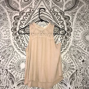Flowy nude lace top